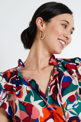 Blouse - Kaki et orange