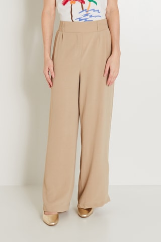 Pantalon large taille haute - Beige