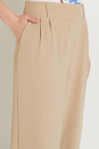 Pantalon large taille haute - Beige