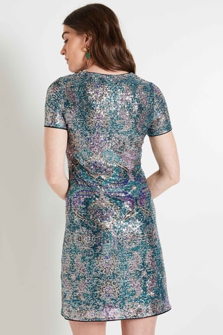 Robe droite à sequins - Vert foncé