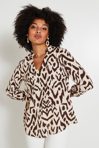 Blouse - Marron et écru