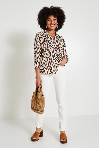 Blouse - Marron et écru