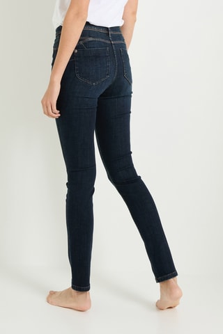 Jean slim push-up taille haute - Bleu marine