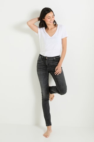 Jean slim push-up taille haute - Gris foncé