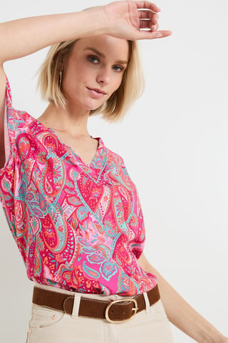 Blouse - Fuchsia et ciel