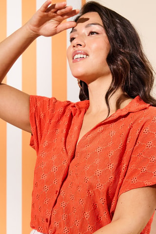 Chemisier en broderie anglaise - Orange