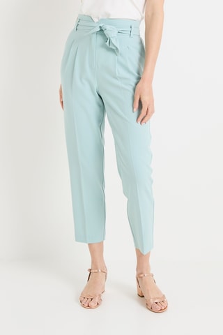 Pantalon paperbag - Bleu-vert