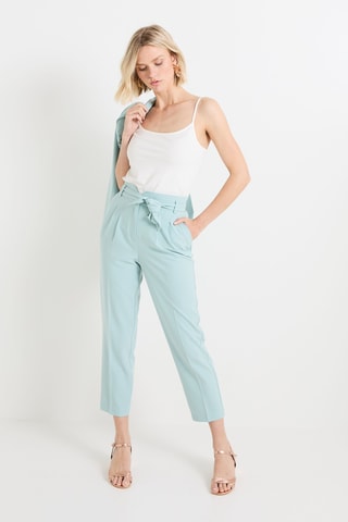 Pantalon paperbag - Bleu-vert