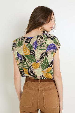 Blouse - Beige et vert foncé