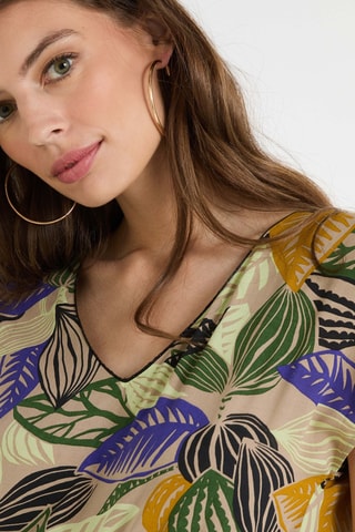 Blouse - Beige et vert foncé