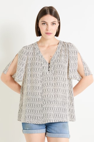 Blouse - Beige et gris foncé