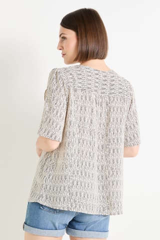 Blouse - Beige et gris foncé