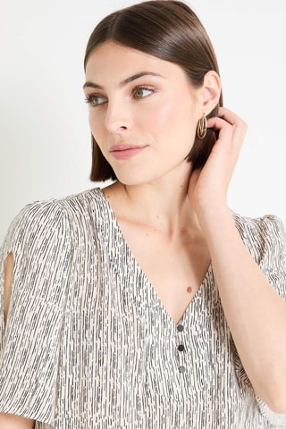 Blouse - Beige et gris foncé