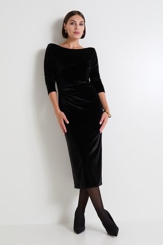 Robe fourreau en velours - Noir