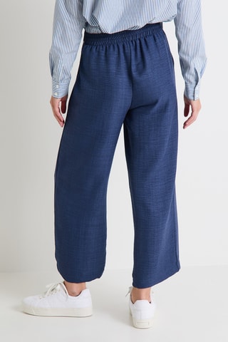 Pantalon large 7/8 taille haute - Bleu marine