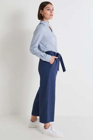 Pantalon large 7/8 taille haute - Bleu marine