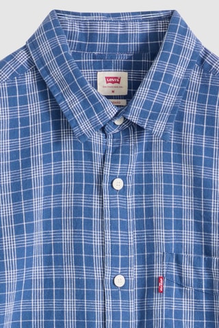 Linnen Overhemd Classic 1 Pkt Standard Hakan Plaid Sunsh - Blauw