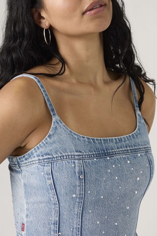 Crop Spijkertop Jadine Denim Cami Dazzle Me - Bruin