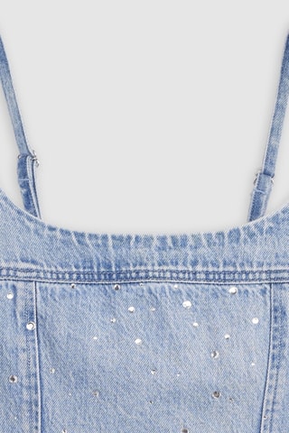 Crop Spijkertop Jadine Denim Cami Dazzle Me - Bruin