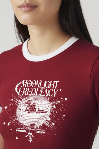 T-shirt cropped Graphic Mini Ringer Moonlight Fr - Rood