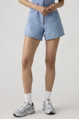 Spijkerplaysuit Sqaure Neck Romper I Won'T - Lichtblauw