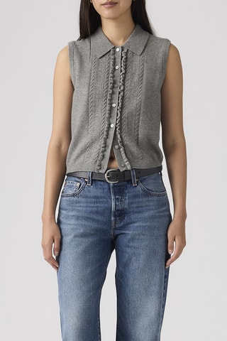 Vest Super Soft Mini Ruffle Vest Dark Heather - Grijs