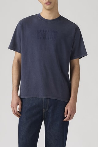 T-shirt Vintage Fit Graphic Grunge Wash N - Blauw