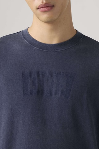 T-shirt Vintage Fit Graphic Grunge Wash N - Blauw