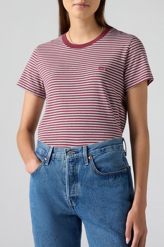 T-shirt Perfect Collegiate Burgundy Stri - Rood