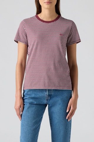 T-shirt Perfect Collegiate Burgundy Stri - Rood