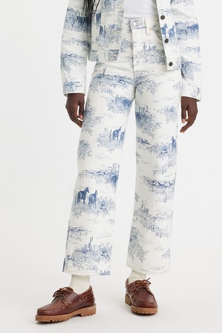 Jeans Ribcage Hoge Taille Straight Fit - Wit - Wit en blauw