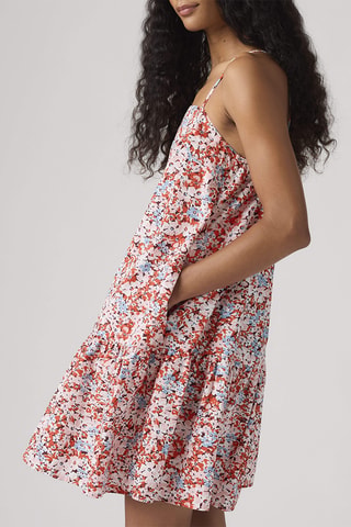 Trapezium Jurk Adira Sl Mini Drelaurie Floral Coral - Roze