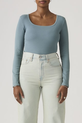 Top Essential Sqrd Neck Long Sleeve Garment - Blauw
