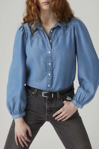 Spijkerblouse Journey Wstrn Fshn Bright Mid Stone - Blauw