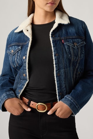 Spijkerjasje Original Sherpa Trucker That New New - Donkerblauw