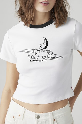 T-shirt cropped Graphic Mini Ringer Moon In The - Wit