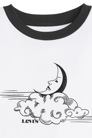 T-shirt cropped Graphic Mini Ringer Moon In The - Wit