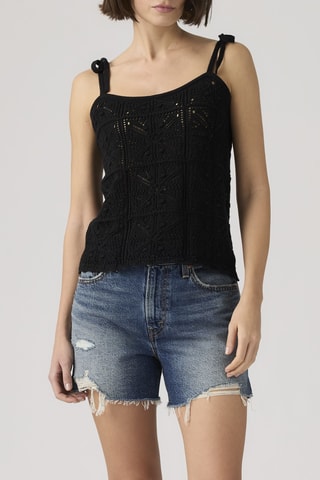 Top Abbey Tie Shoulder Crochet - Zwart