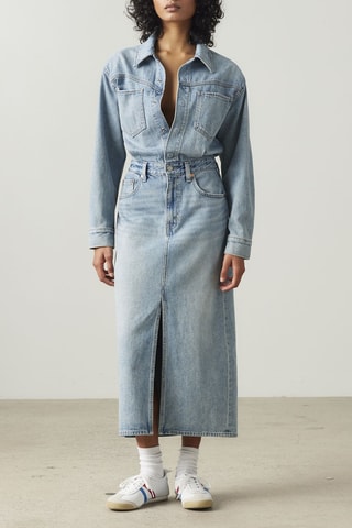 Rechte Spijkerjurk Western Denim Midi Drefeeling - Lichtblauw