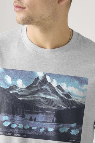 T-shirt relaxed Fit Abstract Mountain - Grijs