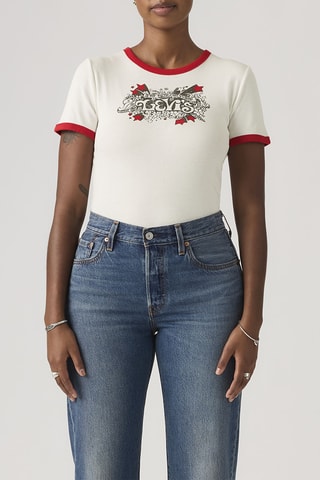 T-shirt Graphic Ringer Rickie Groovy  Multi - Wit