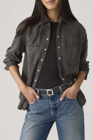 Spijkerblouse Teodora Western Chipped Oyst - Zwart
