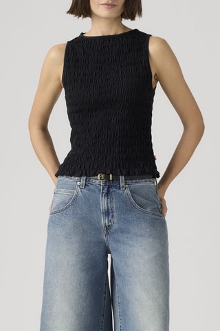 Top Bella Smocked Top Night Jerse - Zwart