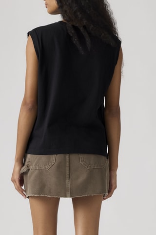 T-shirt Boxy  Night Slub - Zwart