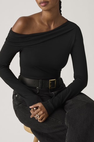 Top Clara Off Shoulder Night V - Zwart