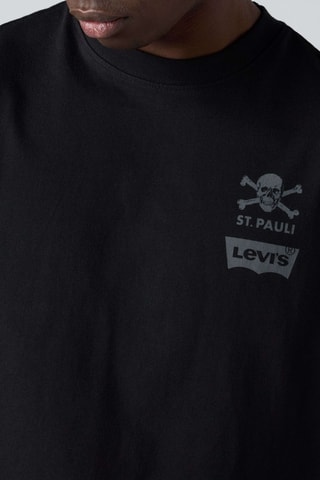 T-shirt Vintage Fit St. Pauli Hamburg - Zwart