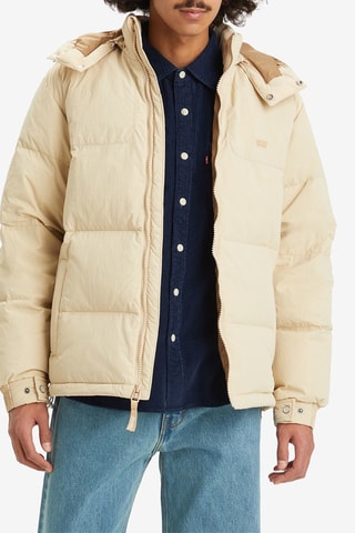 Gewatteerde jas met capuchon - Beige