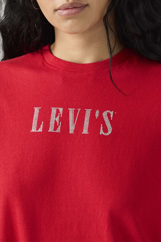 T-shirt Graphic Classic Rhinestone Serif Log - Rood