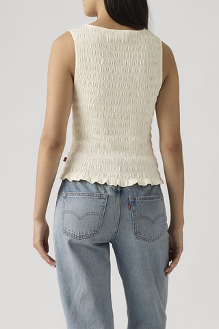 Top Bella Smocked Top Egret Jersey - Ecru