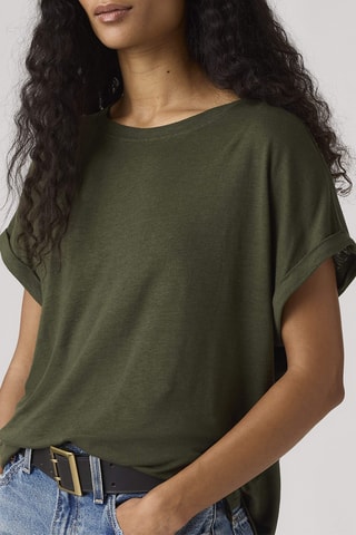 Linnen T-shirt Lori Linen Dolman Deep Depths Linen - Groen